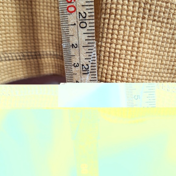 HARLEY-DAVIDSON Motorcycles Waffle Knit Boat Neck Top Sz L Gold Thermal Biker - Picture 9 of 9